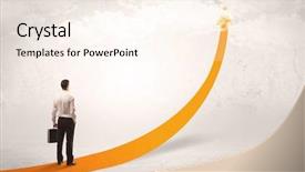  Presentation with salesman - Amazing theme having a big orange arrow backdrop and a cream colored foreground