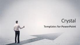  Presentation with black hand - Theme featuring a black arrow pointing background and a sky blue colored foreground