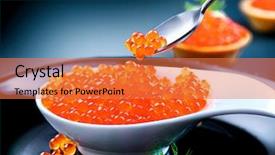  Presentation with food red - Slide deck featuring a black background gourmet background and a coral colored foreground