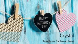  Presentation with happy mothers day - PPT theme enhanced with a black heart-shape background and a light blue colored foreground