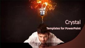  Presentation with light bulb idea invention presenter - Cool new PPT theme with a blowing idea bulb backdrop and a wine colored foreground