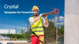  Presentation with blue metallic - PPT theme enhanced with a blue-collar work background and a ocean colored foreground