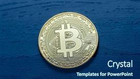  Presentation with money bitcoin crypto currency gold - Beautiful PPT layouts featuring a blue wooden background backdrop and a navy blue colored foreground