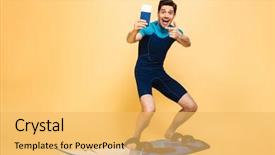  Presentation with surfing - PPT theme with a board under money background and a yellow colored foreground