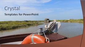  Presentation with oyster - Beautiful PPT theme featuring a-boat-visiting-french-wooden backdrop and a light blue colored foreground