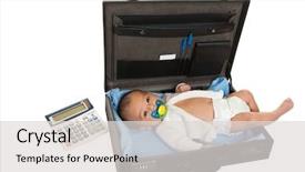  Presentation with working mother - Slide deck consisting of a briefcase a work background and a light gray colored foreground