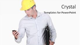  Presentation with rfid phone pay nfc - Audience pleasing PPT theme consisting of a briefcase and phone backdrop and a white colored foreground