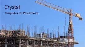  Presentation with building construction - Slides with a building in skopje background and a light blue colored foreground