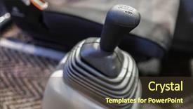  Presentation with driver - Colorful PPT theme enhanced with a bus with gearbox backdrop and a tawny brown colored foreground