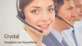  Presentation with call center - Cool new slides with a call center office backdrop and a lemonade colored foreground