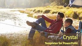  Presentation with camping - Beautiful theme featuring a camping trip fishing backdrop and a tawny brown colored foreground