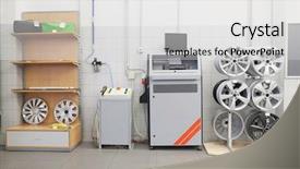  Presentation with repair shop - Amazing PPT theme having a car repair shop backdrop and a light gray colored foreground