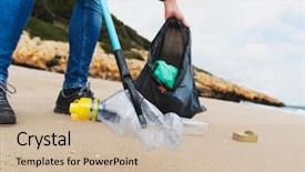  Presentation with lonely - Cool new slide deck with a caucasian man collecting backdrop and a soft green colored foreground