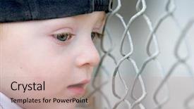  Presentation with chain link fence - Colorful PPT theme enhanced with a chain link fence backdrop and a coral colored foreground