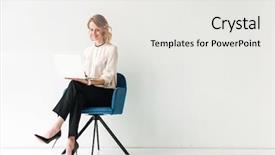  Presentation with smiling paramedic sitting in ambulance - Beautiful theme featuring a chair with laptop backdrop and a white colored foreground