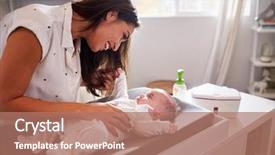  Presentation with diaper - Audience pleasing theme consisting of a changing table waist backdrop and a coral colored foreground