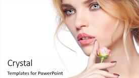  Presentation with light roses - Presentation theme featuring a chaplet from roses background and a sky blue colored foreground