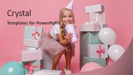  Presentation with pink birthday - Slides having a cheerful little girl background and a lemonade colored foreground