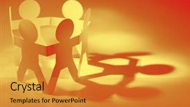  Presentation with doll paper - Slide deck featuring a circle holding hand background and a gold colored foreground