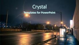  Presentation with stop crime - Audience pleasing theme consisting of a city bus stop backdrop and a tawny brown colored foreground