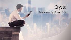  Presentation with tall building - Presentation theme with a city center scape background and a light gray colored foreground