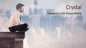  Presentation with tall building - Cool new PPT theme with a city center scape backdrop and a light gray colored foreground