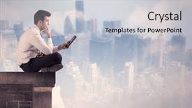  Presentation with tall building - Slides consisting of a city center scape background and a light gray colored foreground