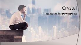  Presentation with tall buildings - Slide set featuring a city center scape background and a light gray colored foreground