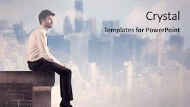  Presentation with tall building - Presentation theme featuring a city center scape background and a light gray colored foreground