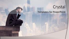  Presentation with tall building - Amazing presentation theme having a city center scape backdrop and a light gray colored foreground