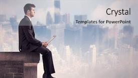  Presentation with tall building - PPT theme with a city center scape background and a lemonade colored foreground