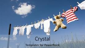  Presentation with clothing - Slide set featuring a clothesline towards blue background and a light blue colored foreground