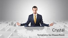  Presentation with infinity - Beautiful slide set featuring young businessman meditate in yoga backdrop and a light gray colored foreground