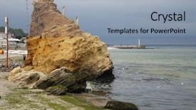  Presentation with girl running on the beach clouds - Beautiful slides featuring a cloudy day odessa backdrop and a  colored foreground