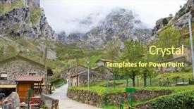  Presentation with points - Slide set featuring mountains whose have starting points background and a tawny brown colored foreground