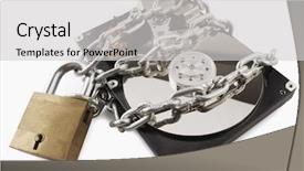  Presentation with hard disk - Slide deck consisting of a computer hard disk background and a light gray colored foreground