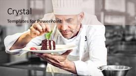  Presentation with pastry chef - Colorful theme enhanced with a concentrated male pastry backdrop and a soft green colored foreground