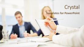  Presentation with consulting - Beautiful presentation design featuring a consulting business meeting backdrop and a lemonade colored foreground