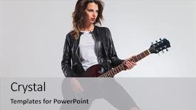  Presentation with electric guitar - Audience pleasing presentation consisting of a cool woman guitar backdrop and a light gray colored foreground