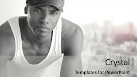  Presentation with tank - Colorful presentation theme enhanced with a cool young man backdrop and a light gray colored foreground