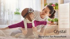  Presentation with mother child - Cool new presentation theme with a costume party mother backdrop and a coral colored foreground