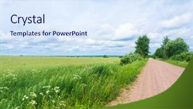  Presentation with country - Slide deck enhanced with path daisy - country lane fields background and a sky blue colored foreground