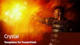  Presentation with armor - Theme having a courageous ancient warrior background and a tawny brown colored foreground