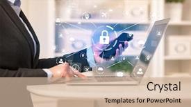  Presentation with working woman - Presentation featuring a cozy homey environment background and a soft green colored foreground