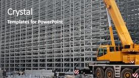  Presentation with crane - PPT theme having a crane during construction background and a gray colored foreground