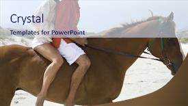  Presentation with horse riding - Cool new slide deck with cropped couple riding horse backdrop and a sky blue colored foreground