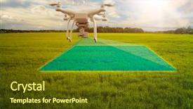  Presentation with agriculture drone - Presentation featuring a crops field agriculture background and a tawny brown colored foreground