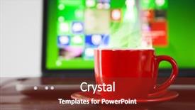  Presentation with pen laptop coffee cup clips - Slide deck consisting of a cup of coffee background and a tawny brown colored foreground