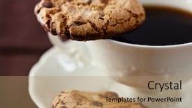  Presentation with chocolate dessert - Cool new presentation theme with a cup of coffee backdrop and a coral colored foreground