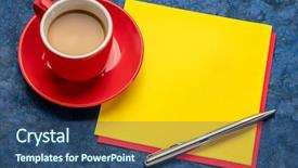  Presentation with yellow paper - Cool new PPT theme with a cup of espresso backdrop and a ocean colored foreground